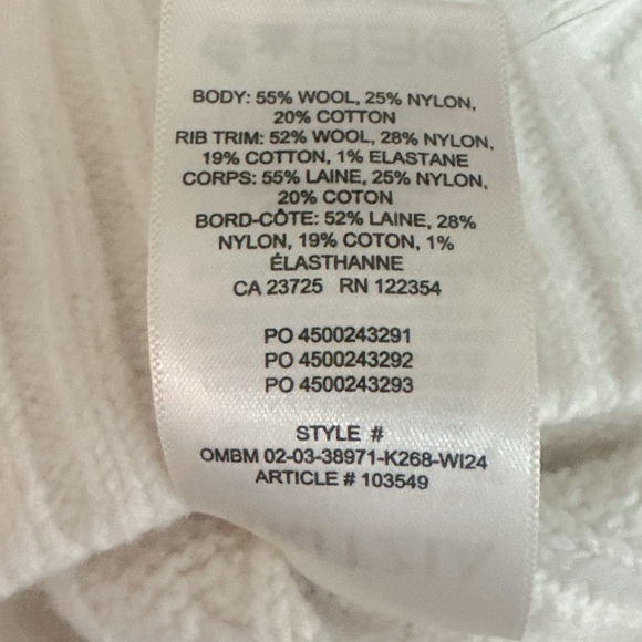 Aritzia Sunday Best Cable Knit Zip Hoodie Cream Cropped Sweater M Wool Blend - Picture 8 of 8